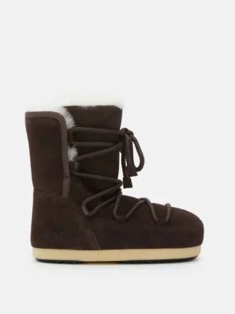 Buty Evx z ciemnobrązowego zamszu i owczej skóry