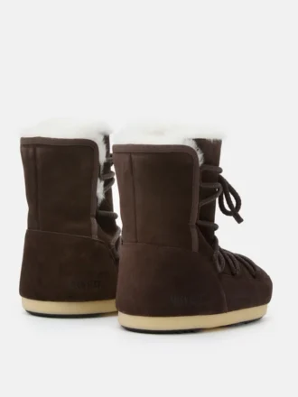 Buty Evx z ciemnobrązowego zamszu i owczej skóry