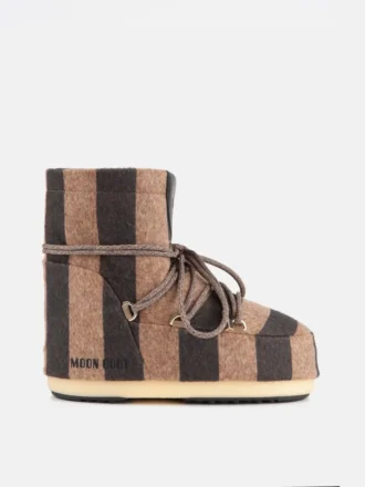 Jacquemus + Moon Boot Icon Low – beżowe filcowe botki w paski