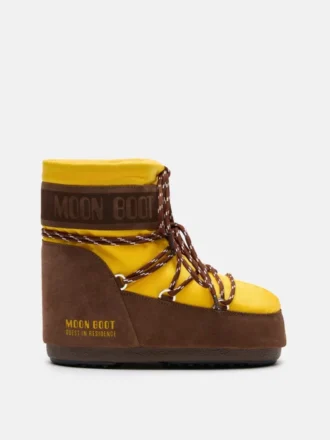 Moon Boot X Guest in Residence Icon Low – nylonowe botki w kolorze słonecznikowym i kakaowym